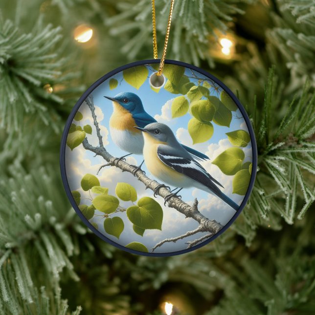 Charming Acadian Flycatchers Scene Christmas Keramik Ornament (Von Creator hochgeladen)