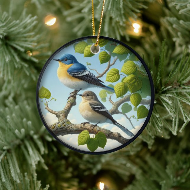 Charming Acadian Flycatchers Scene Christmas Keramik Ornament (Von Creator hochgeladen)