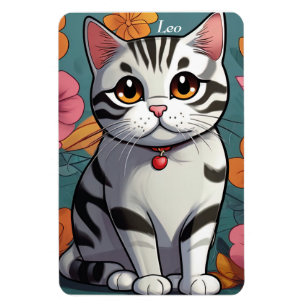 Charming American Shorthath Cat Floral Art Magnet