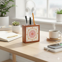 Charming Artistic Flower Design Desk Organizer
