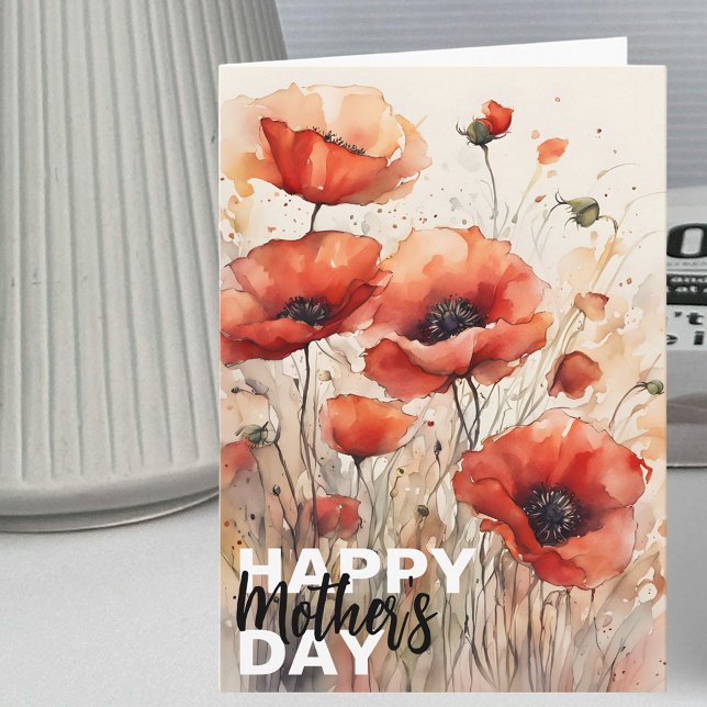 Charming Artistic Red Poppies Mother Day Karte (Von Creator hochgeladen)