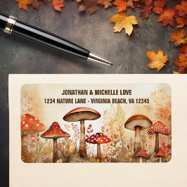 Charming Autumn Mushrooms Fall Forest Address Adressaufkleber