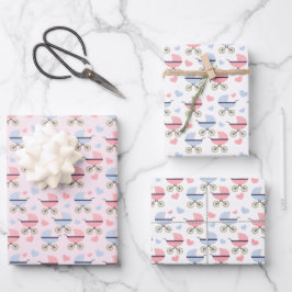 Charming Baby Buggy Wrapping Paper Geschenkpapier Set
