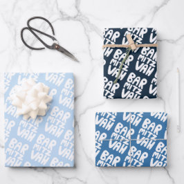 Charming Bar Mitzvah Handlettering jüdischer Blaue Geschenkpapier Set