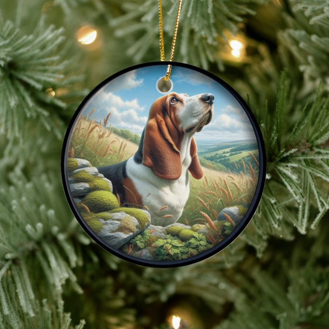 Charming Basset Hound Scene Keramik Ornament (Von Creator hochgeladen)