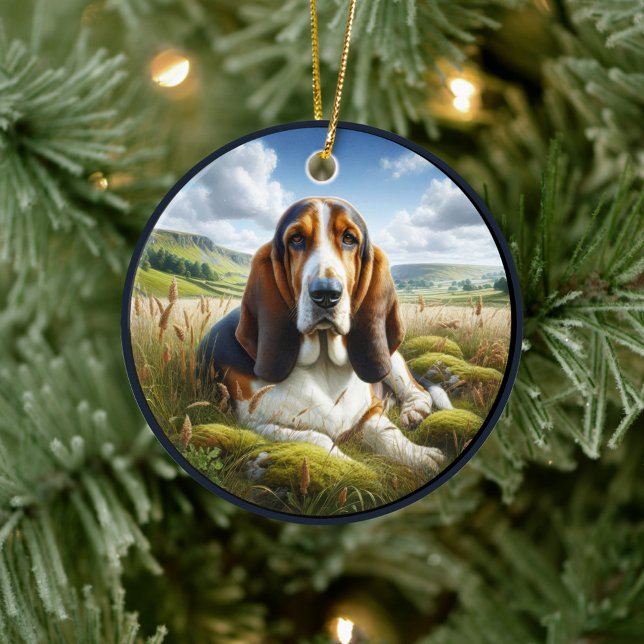 Charming Basset Hound Scene Keramik Ornament (Von Creator hochgeladen)