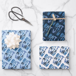 Charming Bat Mitzvah Handlettern Judenblauer Spaß Geschenkpapier Set