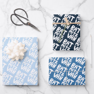 Charming Bat Mitzvah Handlettern Judenblauer Spaß Geschenkpapier Set