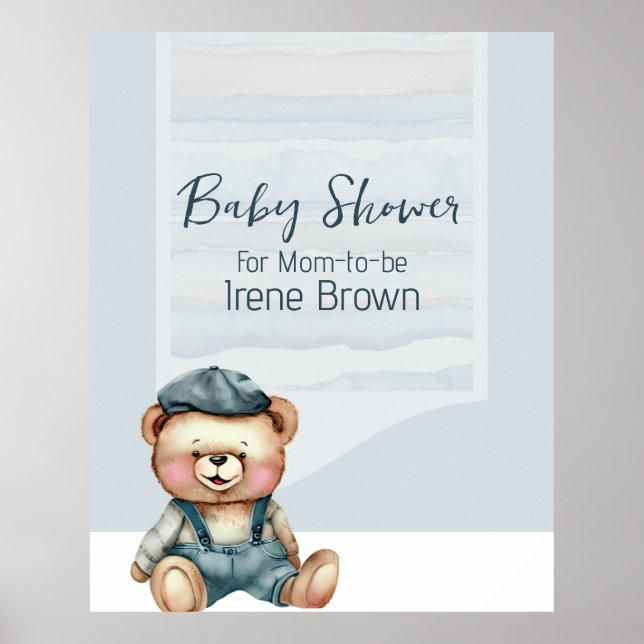 Charming Bear Jean Baby Shower Poster (Vorne)