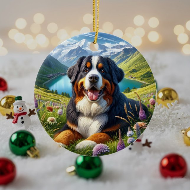 Charming Bernese Mountain Dog Keepsake Keramik Ornament (Von Creator hochgeladen)