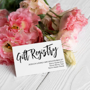 Charming Black Calligraphy Wedding Registry Begleitkarte