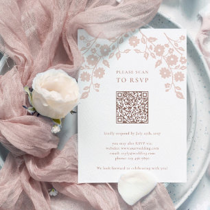 Charming Blush Folk Blume Floral QR Code RSVP Karte
