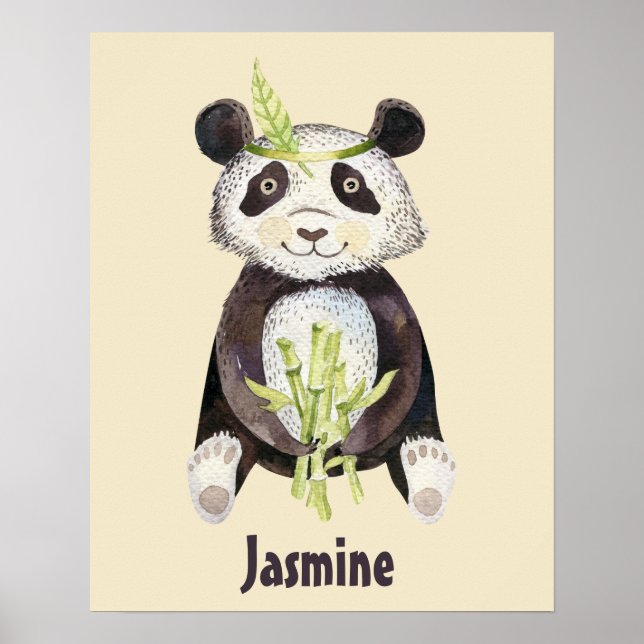 Charming Boho Panda Personalisiert Poster (Vorne)