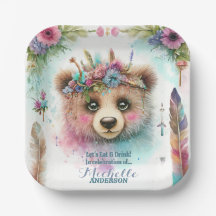 Charming Boho Woodland Bär Wasserfarbe Geburtstag