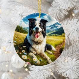 Charming Border Collie Dog Keepsake Keramik Ornament