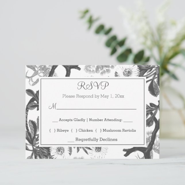 Charming Botanisch RSVP Karte (Stehend Vorderseite)