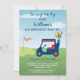 Charming Boy Golf Cart Par-T 3. Geburtstag Einladung