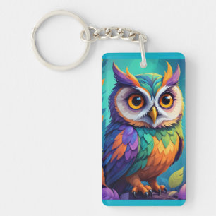 Charming Bright Owl Whimsy Key Bague