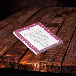 Charming Bright Pink Baby Dusche Word Finde Spiel Notizblock