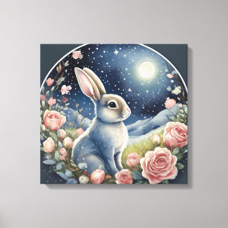 Charming Bunny in einer Frühlingswiese unter einem Leinwanddruck