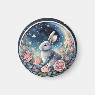 Charming Bunny in einer Frühlingswiese unter einem Magnet