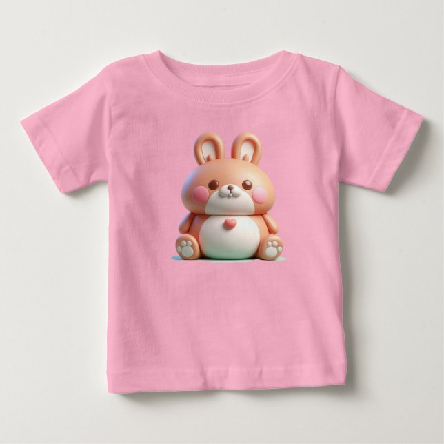 Charming Bunny in Whimsikischer Pose Baby T-shirt (Vorderseite)
