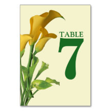 Charming Calla Lily Mariage Carte Numéro de la tab