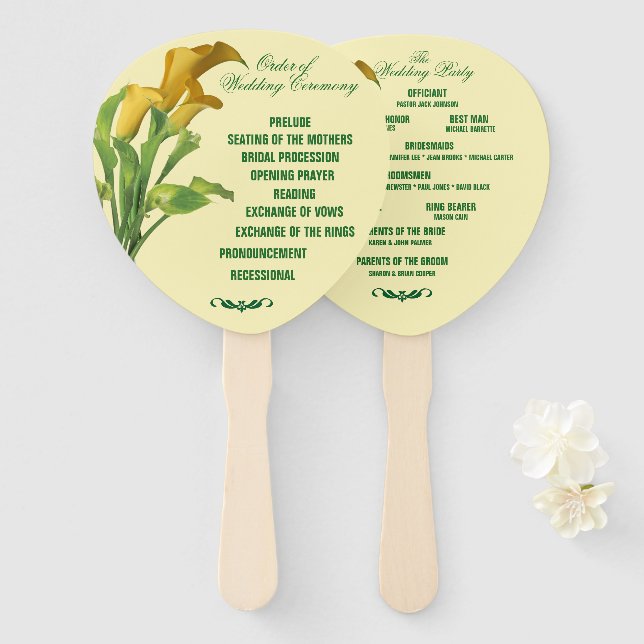 Charming Calla Lily Wedding Hand Fans Fächer (Vorne und Hinten)