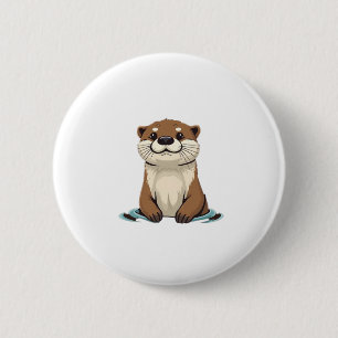 Charming Cartoon Otter Button