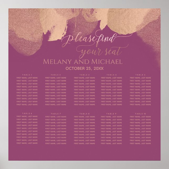 Charming Cassis Rose Gold Aquarellkalligrafie Poster (Vorne)