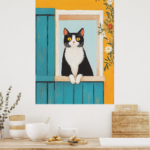 Charming Cat im Fenster Poster