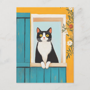 Charming Cat im Fenster Postkarte