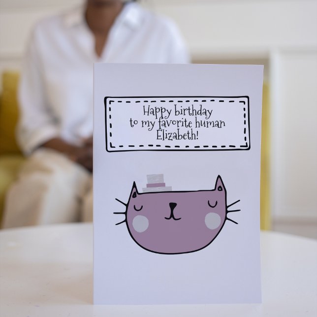 Charming Cat Lover's Geburtstagskarte (Happy birthday to my favorite human from cat is a birthday card for all cat lovers.)