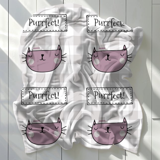 Charming Cat Purfect Gingham Pattern Fleecedecke (Von Creator hochgeladen)