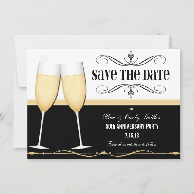 Charming Champagne Sauvez la date Invitation (Devant)