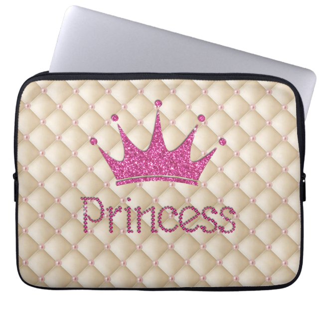 Charming Chic Pearls, Tiara, Prinzessin, Glitterie Laptopschutzhülle (Vorderseite)