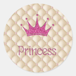 Charming Chic Pearls, Tiara, Prinzessin, Glitterie Runder Aufkleber