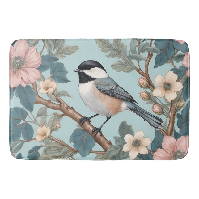 Charming Chickadee Bird Badematte (Vorderseite)