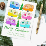 Charming Christmas Camper Vintage Trailer RV Xmas Postkarte<br><div class="desc">Hope you like this design. Add your own text to the front or back. Check my shop for more designs and matching items from wrapping paper to kitchen towels!</div>