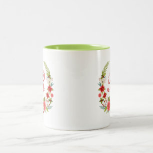 Charming Christmas Floral Wreath Monogram Zweifarbige Tasse