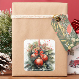 Charming Christmas Mistletoe Custom Number Quadratischer Aufkleber