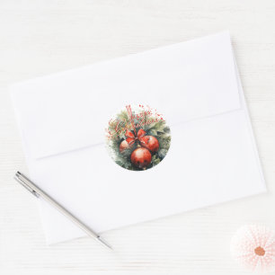 Charming Christmas Mistletoe Custom Number Runder Aufkleber