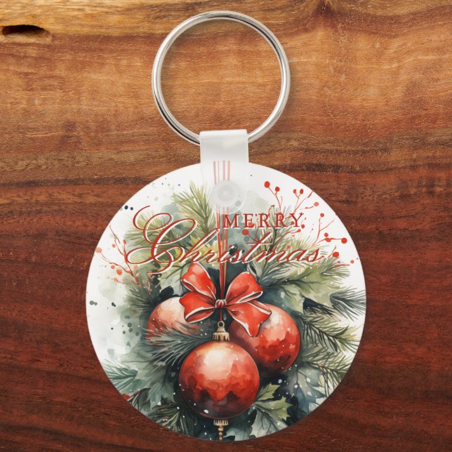 Charming Christmas Mistletoe Custom Number Schlüsselanhänger (Vorderseite)