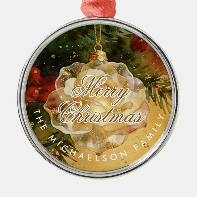 Charming Christmas Ornament Shaped Like a Rose Aus Metall (Vorne)