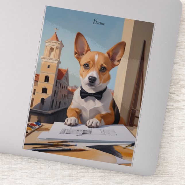 Charming Corgi Architect Dog Lover Aufkleber (Detail)