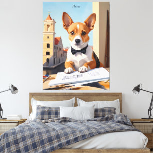 Charming Corgi Architect Dog Lover Leinwanddruck