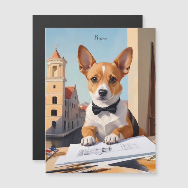 Charming Corgi Architect Dog Lover Magnetkarte (Vorne/Hinten)