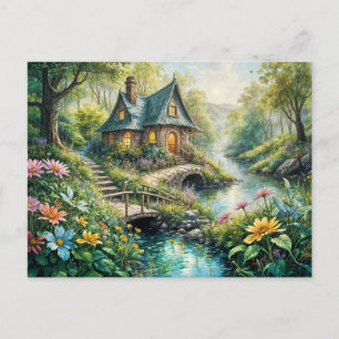 Charming Cottage by Serene Stream Postkarte