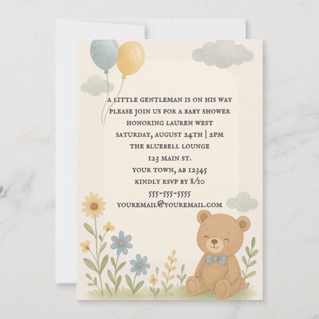 Charming Cub Baby Shower Invitation Einladung (Vorderseite)