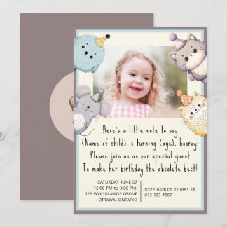 Charming Custom Kids's Birthday Einladungskarte